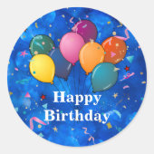 Sticker Rond "Joyeux Anniversaire," Célébration, (Devant)