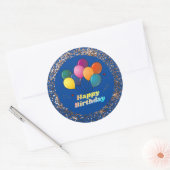 Sticker Rond Joyeux Anniversaire Célébration Classic Round Stic (Enveloppe)
