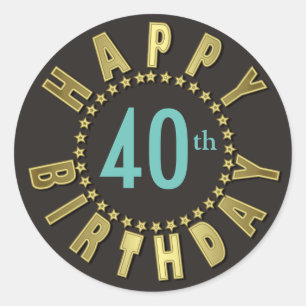 Sticker Rond Joyeux Anniversaire Cercle des étoiles Gold ID527