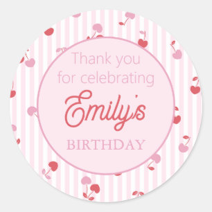 Sticker Rond Joyeux Anniversaire Cerise Sucrée