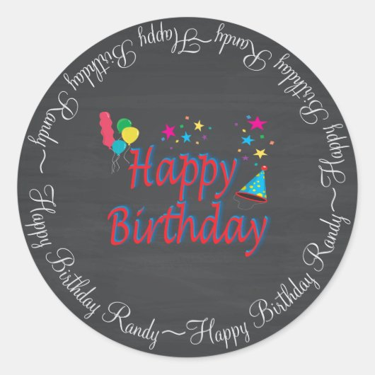 Sticker Rond Joyeux Anniversaire Chalkboard Fun Spectaculaire N (Devant)