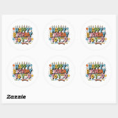 Sticker Rond Joyeux Anniversaire Chat Mignon (Feuille)