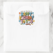 Sticker Rond Joyeux Anniversaire Chat Mignon (Sac)