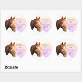 Sticker Rond Joyeux Anniversaire Cheval Retour équitation Joli  (Feuille)