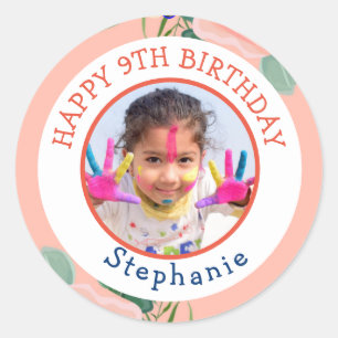 Sticker Rond Joyeux Anniversaire Classique Simple Photo