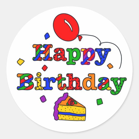 Sticker Rond Joyeux anniversaire coloré (Devant)
