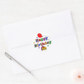 Sticker Rond Joyeux anniversaire coloré (Enveloppe)