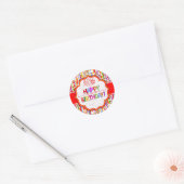 Sticker Rond Joyeux anniversaire coloré (Enveloppe)