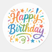Sticker Rond Joyeux anniversaire coloré (Devant)