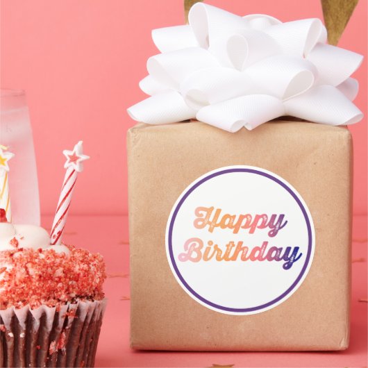 Sticker Rond Joyeux anniversaire coloré (Fête)