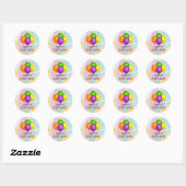 Sticker Rond Joyeux anniversaire, coloré design d'anniversaire, (Feuille)