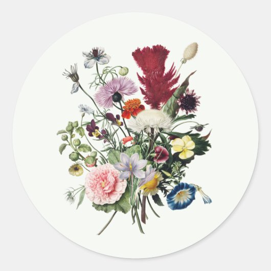 Sticker Rond Joyeux anniversaire Colorful Fleurs sauvages Vinta (Devant)