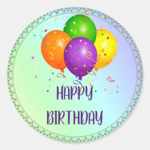Sticker Rond Joyeux Anniversaire, conception populaire  Rond Cl
