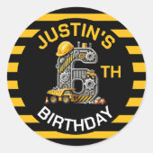 Sticker Rond Joyeux Anniversaire Construction 6 ans (Devant)