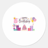 Sticker Rond Joyeux Anniversaire Création Modifiable  (Devant)