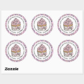 Sticker Rond Joyeux Anniversaire Cupcake rose et vanille    (Feuille)