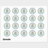 Sticker Rond Joyeux Anniversaire Cupcake Teal et Vanille   (Feuille)