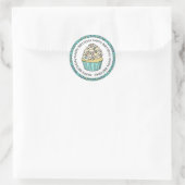 Sticker Rond Joyeux Anniversaire Cupcake Teal et Vanille   (Sac)