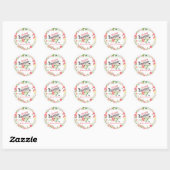 Sticker Rond Joyeux Anniversaire Cute Floral Wreath (Feuille)