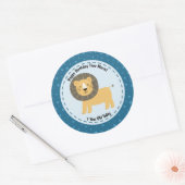 Sticker Rond Joyeux Anniversaire Cute Lion Zoo Animaux (Enveloppe)