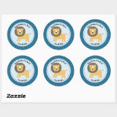 Sticker Rond Joyeux Anniversaire Cute Lion Zoo Animaux (Feuille)