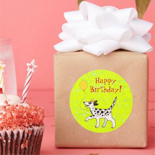 Sticker Rond Joyeux anniversaire Dalmatien (Fête)