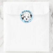 Sticker Rond Joyeux anniversaire Dalmatien Empreinte de patte b (Sac)