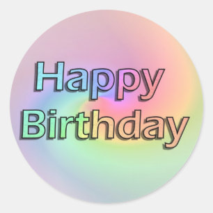 Sticker Rond Joyeux anniversaire d'arc-en-ciel