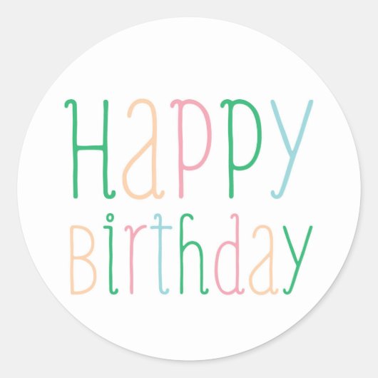 Sticker Rond Joyeux anniversaire de couleur (Devant)