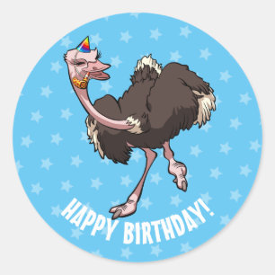 Sticker Rond Joyeux Anniversaire de la fête Danser Danser Ostri