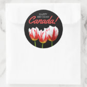 Sticker Rond Joyeux anniversaire de la fête du Canada Tulipes F (Sac)