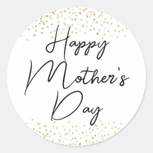 Sticker Rond Joyeux anniversaire de maman Script & Confettis Pa