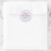 Sticker Rond Joyeux anniversaire de mariage nom date année past (Sac)