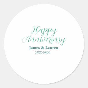 Sticker Rond Joyeux anniversaire de mariage nom date année simp
