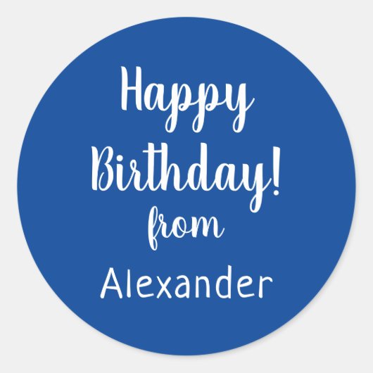 Sticker Rond Joyeux anniversaire de Nom Bleu Anniversaire (Devant)