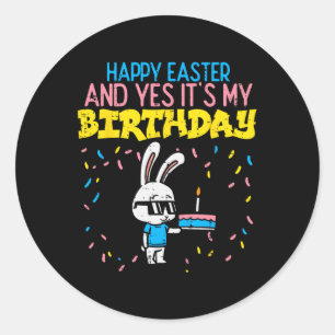 Sticker Rond Joyeux Anniversaire de Pâques Bunny Cake Anniversa