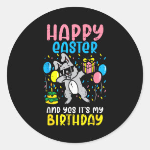 Sticker Rond Joyeux anniversaire de Pâques Lapin Dab Fête d'ann