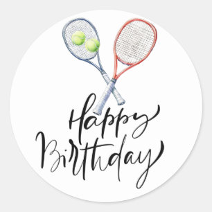 Sticker Rond Joyeux anniversaire de Tennis au joueur
