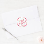 Sticker Rond Joyeux Anniversaire des coeurs rouges nom de scrip (Enveloppe)