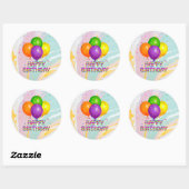 Sticker Rond Joyeux anniversaire, design d'anniversaire coloré, (Feuille)