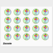Sticker Rond Joyeux anniversaire, design populaire, (Feuille)