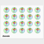 Sticker Rond Joyeux anniversaire, design populaire, (Feuille)