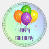 Sticker Rond Joyeux anniversaire, design populaire, (Devant)