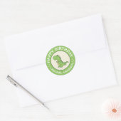 Sticker Rond Joyeux Anniversaire Dinosaur Nom (Enveloppe)