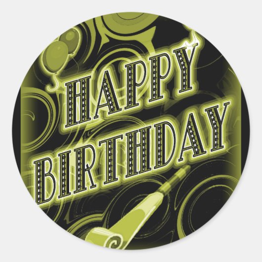 Sticker Rond Joyeux anniversaire d'or (Devant)