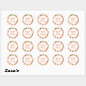 Sticker Rond Joyeux anniversaire doux comme une pêche (Feuille)