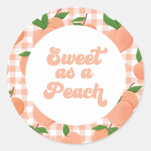 Sticker Rond Joyeux anniversaire doux comme une pêche (Devant)