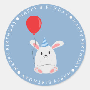 Sticker Rond Joyeux anniversaire du lapin mignon