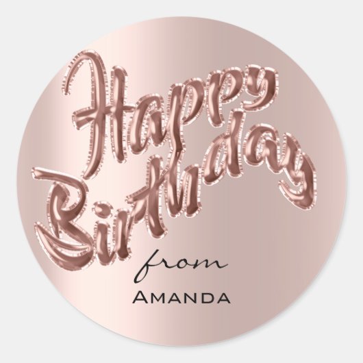 Sticker Rond Joyeux Anniversaire Du Nom Ballons Rose rose (Devant)