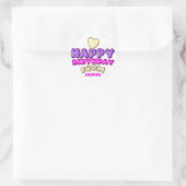 Sticker Rond Joyeux Anniversaire Du Nom Balloon Pink Gold Heart (Sac)